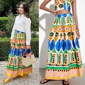 Zara Multicolor A-Line Skirt